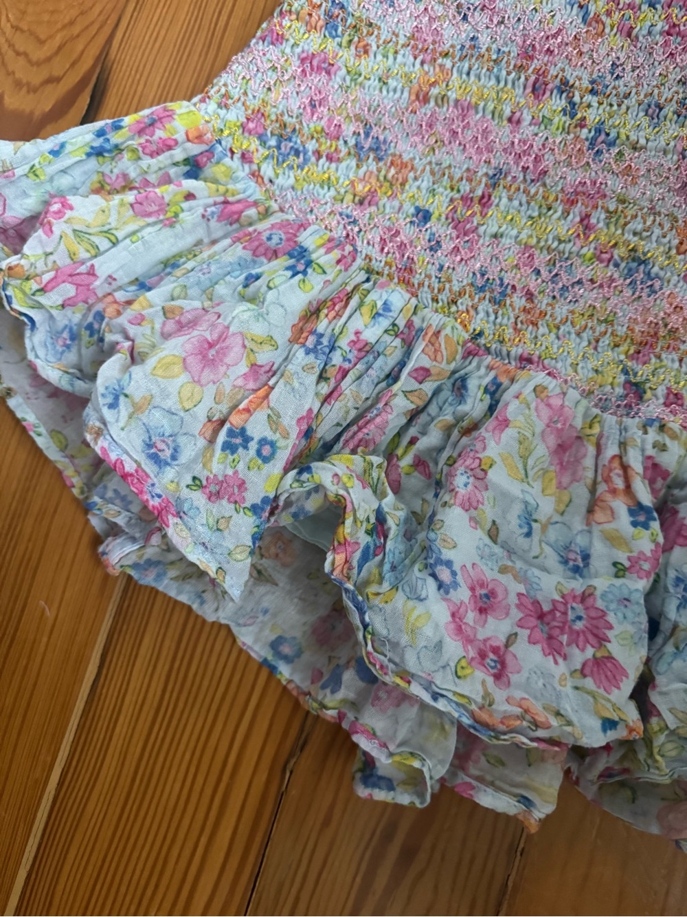 LoveShackFancy Floral Ruffle Mini Dress - Picture 3 of 7